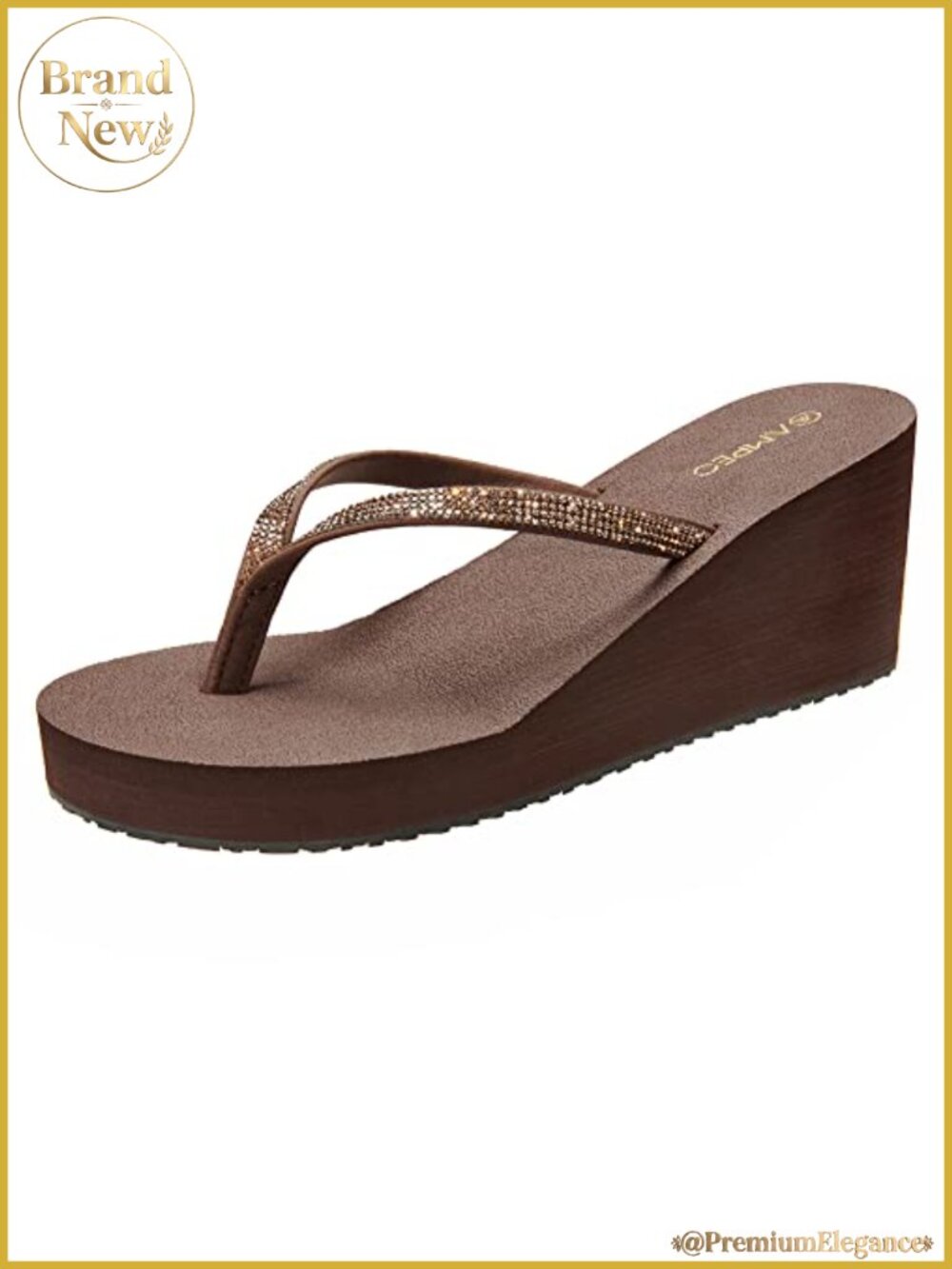Women's Wedge Sandals Rhinestone Thong Platform Flip Flops